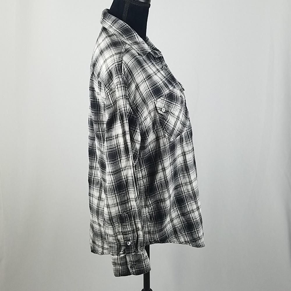 Vince women S plaid blouse long sleeve button down top cotton western cowgirl - Picture 3 of 6